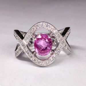 Bague saphir rose et diamants